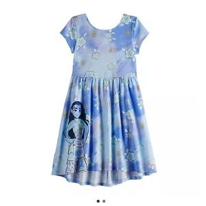 New Disney's Moana Print Skater Dress Sz 8 Blue  Limited Edition